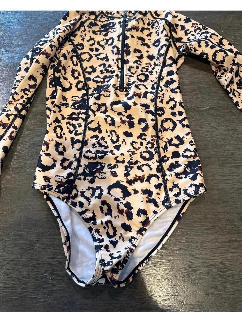 YOLIPULI Leopard Print One-Piece Swimsuit - Beige & Black